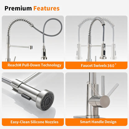 304 Stainless Steel Pull-Out Kitchen Faucet – Brushed Nickel