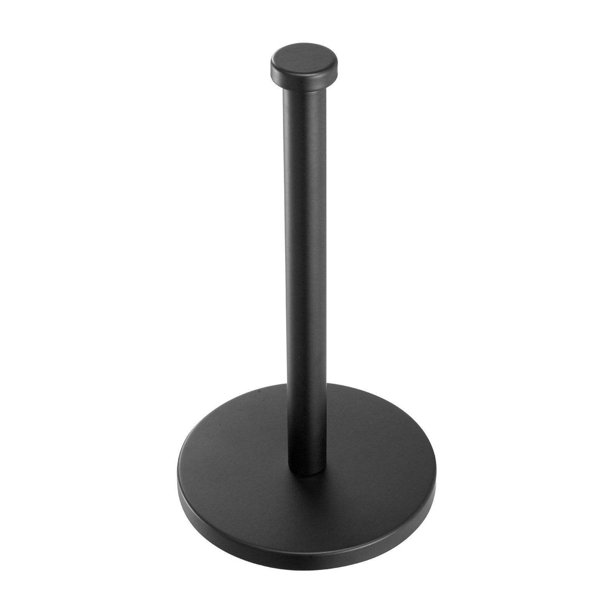 Black paper towel holder on a white background